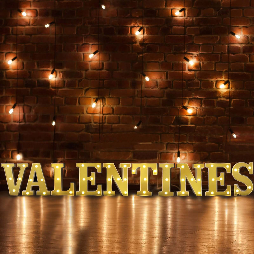 3D Marquee Letter "V" Warm White 5 LED Lights Gold - Chic Light-Up Decor for Events 6"