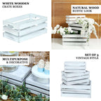Set of 3 Rustic Wooden Crates White - Multi-Purpose Planters, Storage Containers & Display Risers