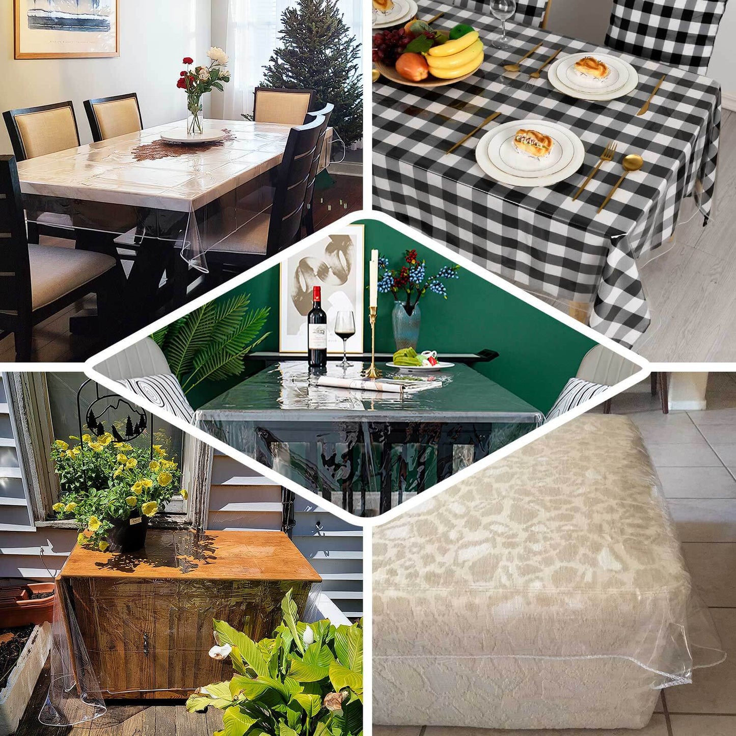 Vinyl Tablecloth Clear Eco - Friendly Rectangle - Heavy - Duty PVC Tablecloth 60"x108" 10 Mil Thick - NestOCart