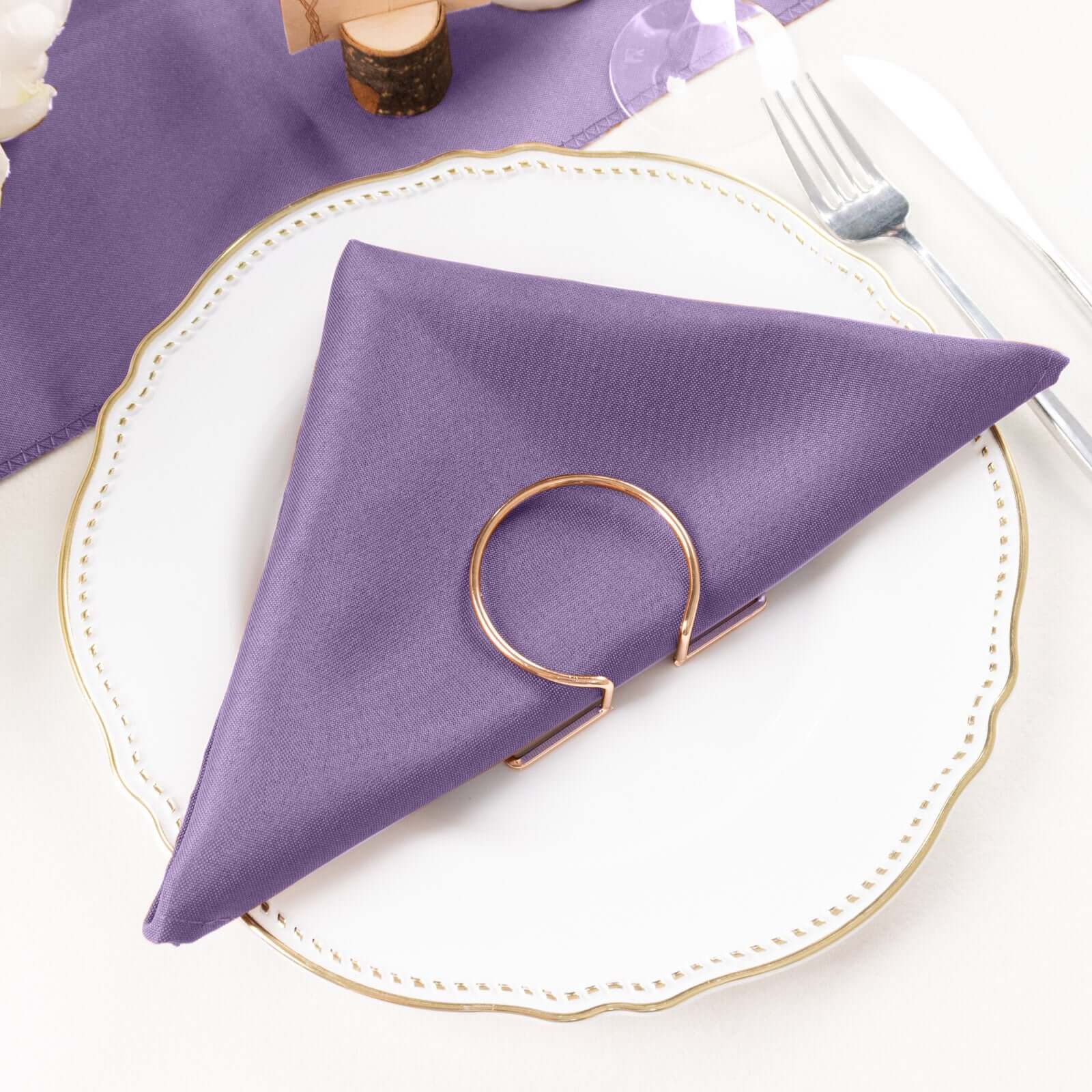 5 Pack Polyester 20"x20" Napkins Violet Amethyst - Wrinkle Resistant & Easy Care Cloth Napkins