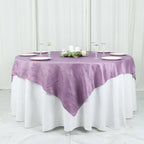Taffeta 72"x72" Table Overlay Square Tablecloth Violet Amethyst - Accordion Crinkle Table Cover