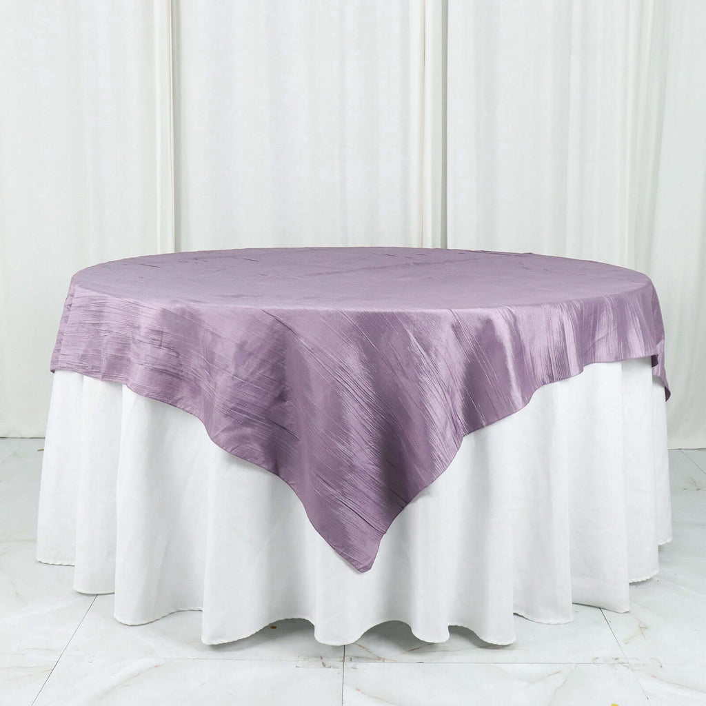 Taffeta 72"x72" Table Overlay Square Tablecloth Violet Amethyst - Accordion Crinkle Table Cover