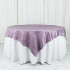 Taffeta 72"x72" Table Overlay Square Tablecloth Violet Amethyst - Accordion Crinkle Table Cover
