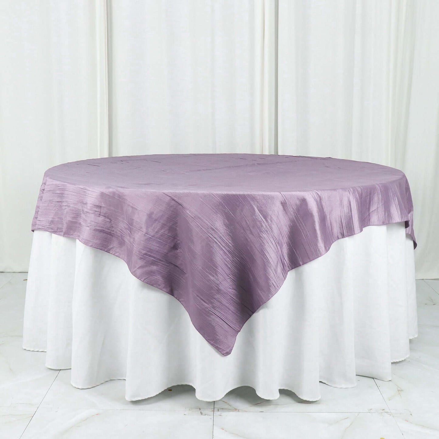 Taffeta 72"x72" Table Overlay Square Tablecloth Violet Amethyst - Accordion Crinkle Table Cover