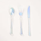 24-Pack Plastic Cutlery Set Iridescent - Stylish Disposable Silverware for Parties