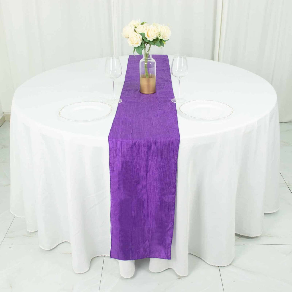 Taffeta 12"x108" Table Runner Purple - Accordion Crinkle Design