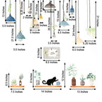 Potted Plants on Shelves and Lamps Wall Decals, Peel and Stick Decor Stickers