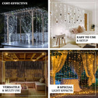 Warm White 600 LED Twinkle Fairy Lights with 8 Modes, Plug In Connectable Curtain String Lights - 10ftx20ft - Bell Racket Store