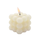 2-Pack LED Flameless Cube Candles Flickering Warm White Ivory - Battery Operated Bubble Design 2"