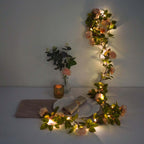 7ft 20 LED Blush Silk Rose Flower Garland Vine String Lights, Warm White Battery Operated