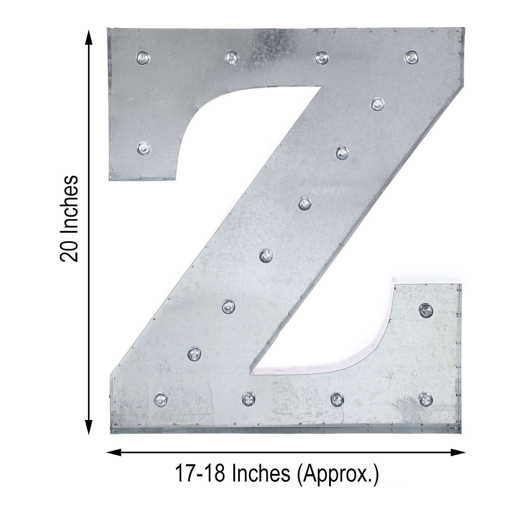 20" Vintage Galvanized Metal Marquee Letter Light Cordless With 16 Warm White LED - Z