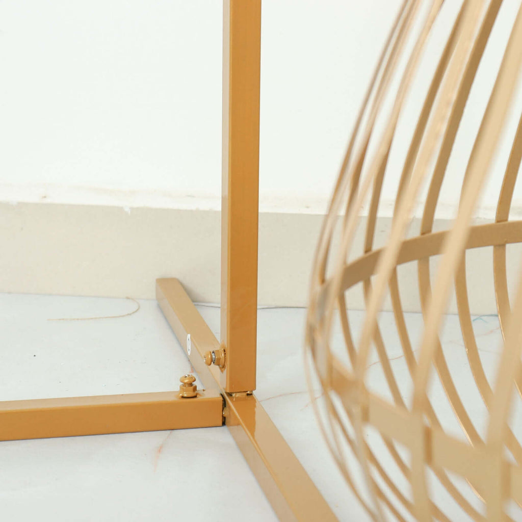 Wedding Arch Slim Gold Metal Rectangular Design Backdrop Stand - Floral Display Frame 6.5ft - Bell Racket Store