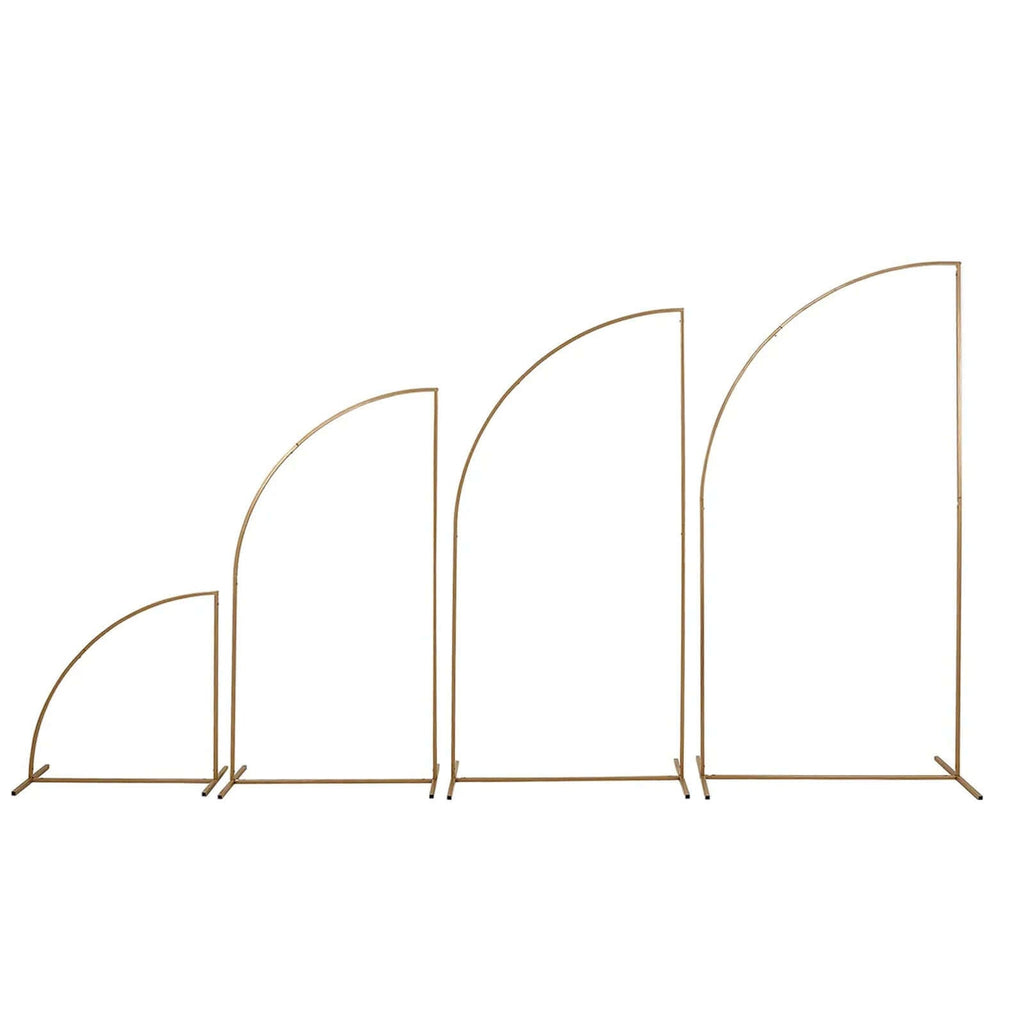 Set of 4 Gold Metal Half Moon Floral Frame Wedding Arbor Stand, Chiara Backdrop Display Arch - 2.5ft,5ft,6ft,7ft