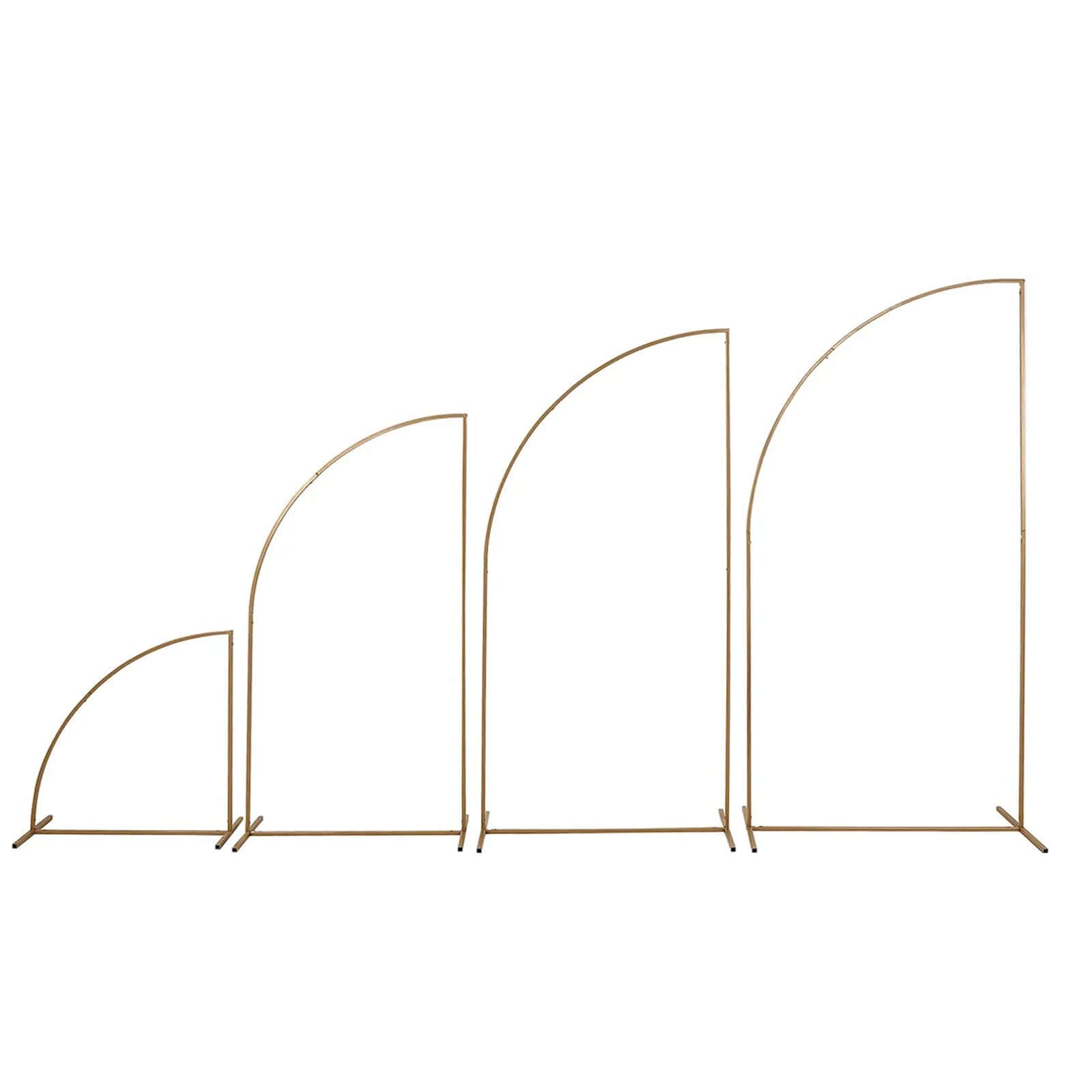 Set of 4 Gold Metal Half Moon Floral Frame Wedding Arbor Stand, Chiara Backdrop Display Arch - 2.5ft,5ft,6ft,7ft