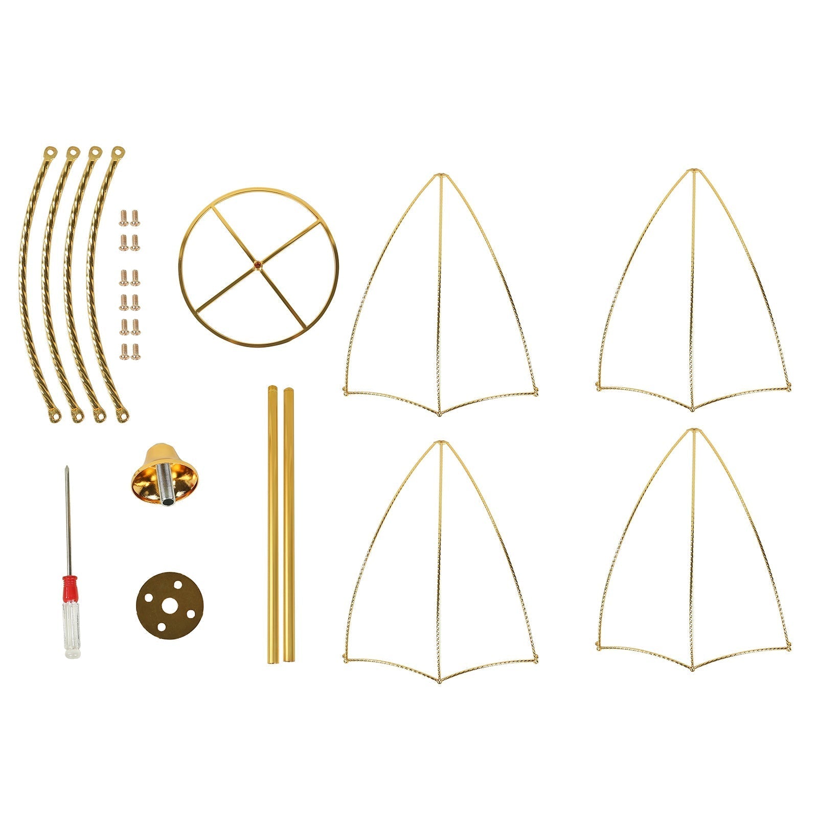 Wedding Centerpiece Umbrella Design Metal Gold - Round Base Floral Frame Stand 42" - Bell Racket Store