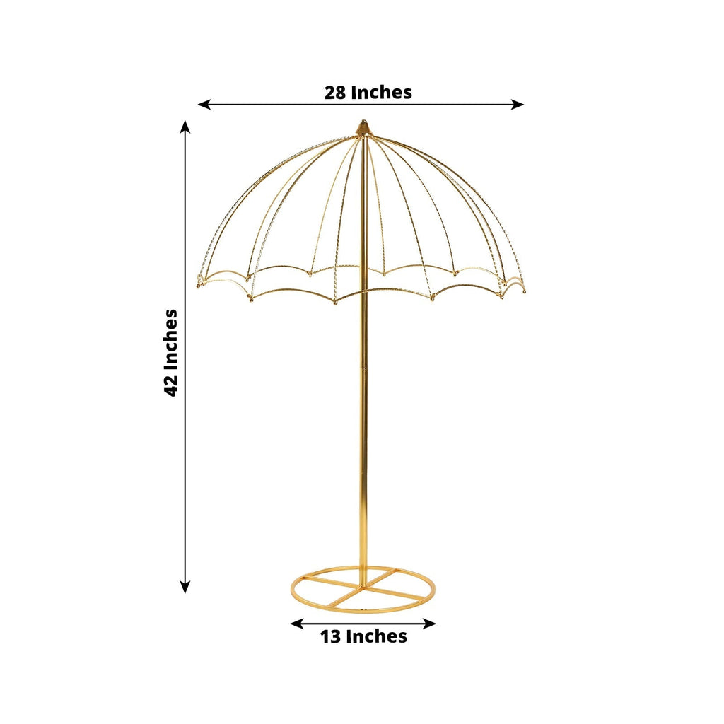 Wedding Centerpiece Umbrella Design Metal Gold - Round Base Floral Frame Stand 42" - Bell Racket Store