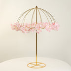 Wedding Centerpiece Umbrella Design Metal Gold - Round Base Floral Frame Stand 42" - Bell Racket Store