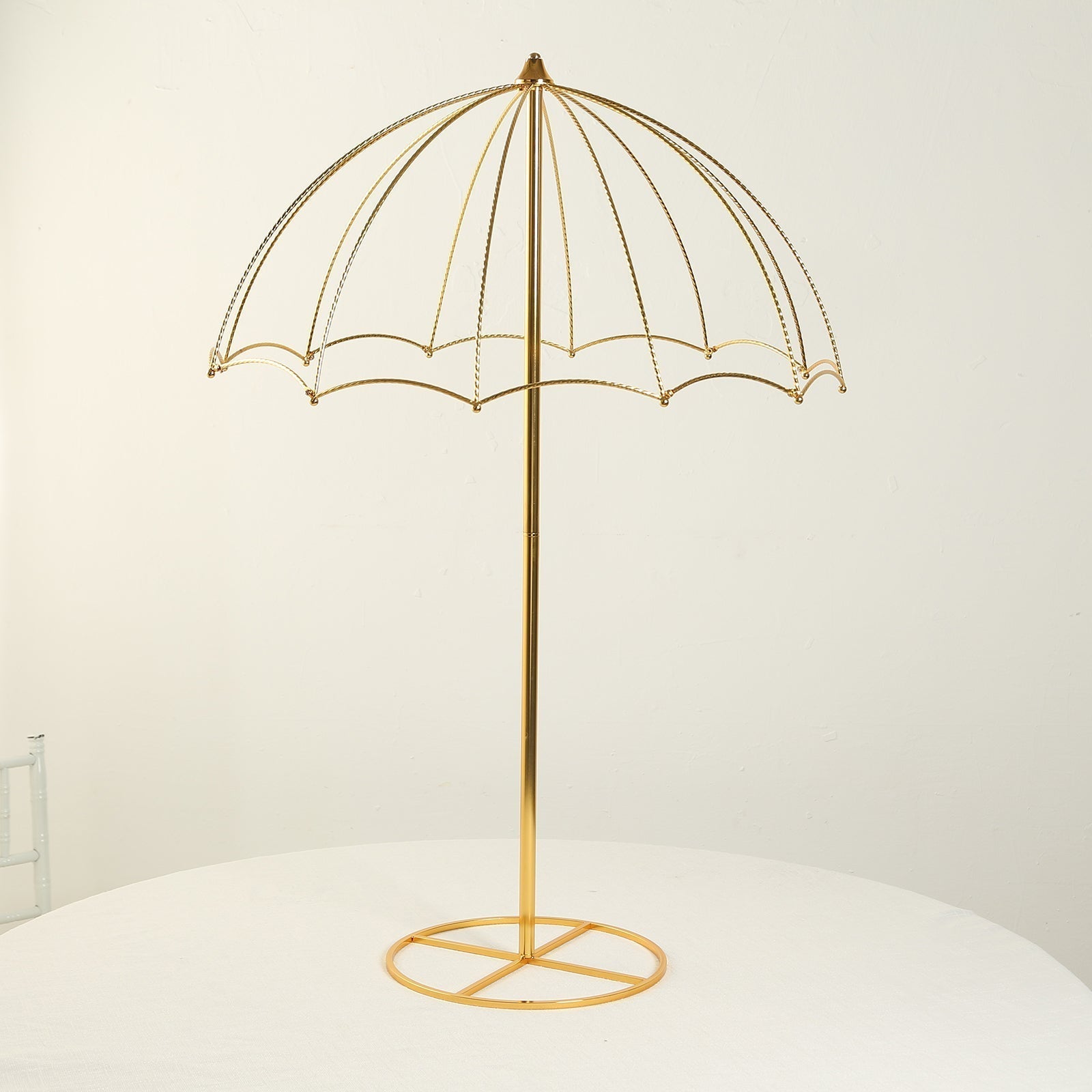 Wedding Centerpiece Umbrella Design Metal Gold - Round Base Floral Frame Stand 42" - Bell Racket Store
