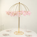 Wedding Centerpiece Umbrella Design Metal Gold - Round Base Floral Frame Stand 42" - Bell Racket Store