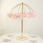 Wedding Centerpiece Umbrella Design Metal Gold - Round Base Floral Frame Stand 42" - Bell Racket Store