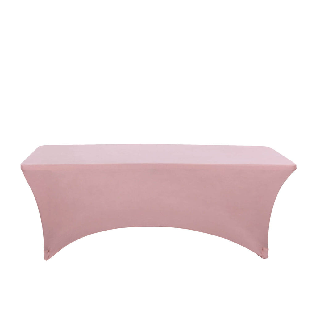 Stretch Spandex 96"x30" Rectangle Table Cover Dusty Rose - Durable Form-Fitting Tablecloth