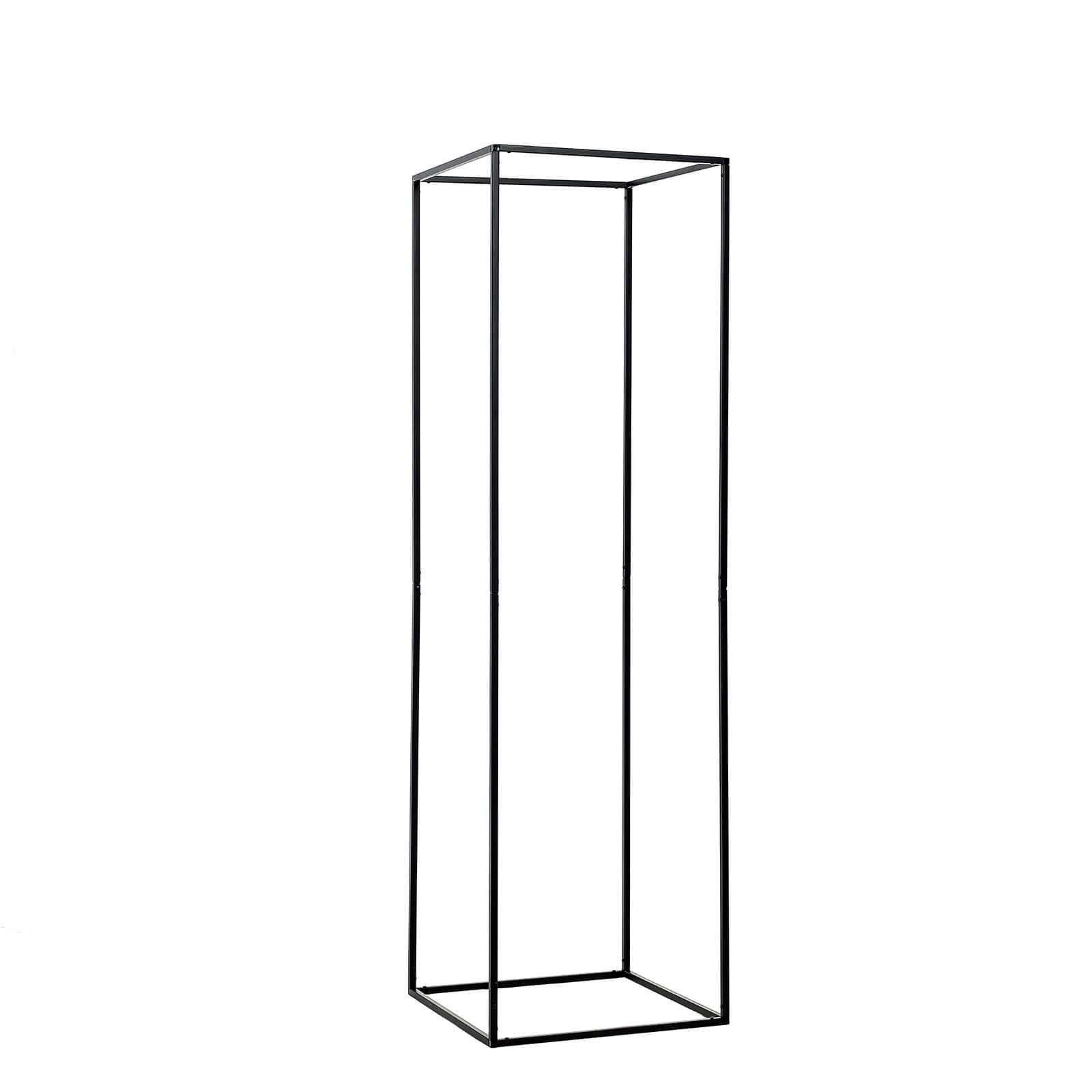 2-Pack Wedding Flower Stand Matte Black Metal Geometric Column Frame Rectangular - Versatile Floral Pedestal for Upscale Arrangements 48"