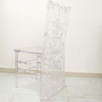 Organza Chiavari Chair Slipcover with Floral Sequin Embroidery White - Stylish Lace Chair Back Cover for Weddings