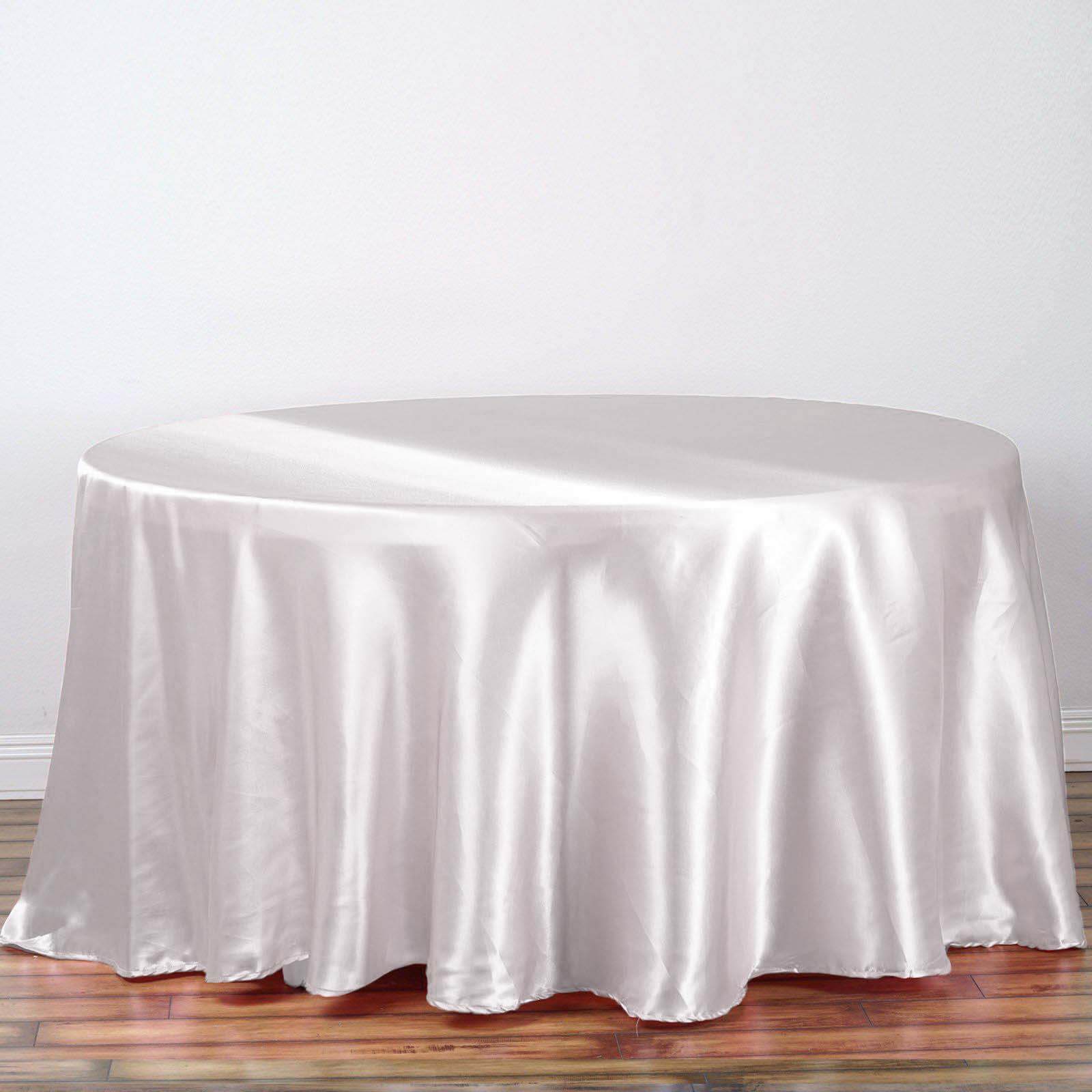 Satin 108" Round Tablecloth White - Smooth and Lustrous Table Cover for Weddings & Events