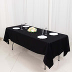 100% Cotton 60"x102" Rectangle Tablecloth Black Linen - Soft & Breathable Table Cover