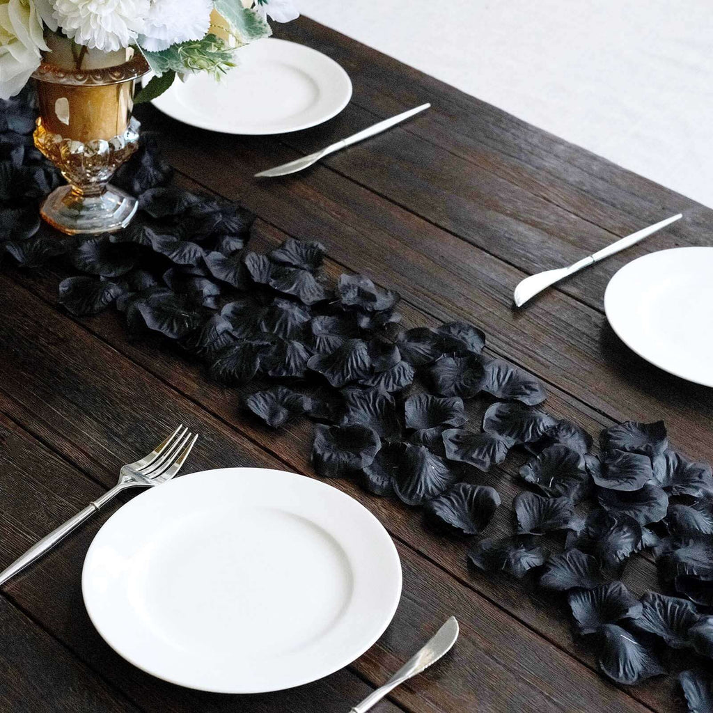 500-Pack Rose Petals Round Design Black Silk Confetti - Decorative Scatters for Tables and Floors