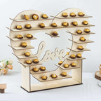 8-Layer Wooden Dessert Display Stand Heart Shaped Double Sided Design Natural - "Love" Cupcake Shelf Table Rack 26"