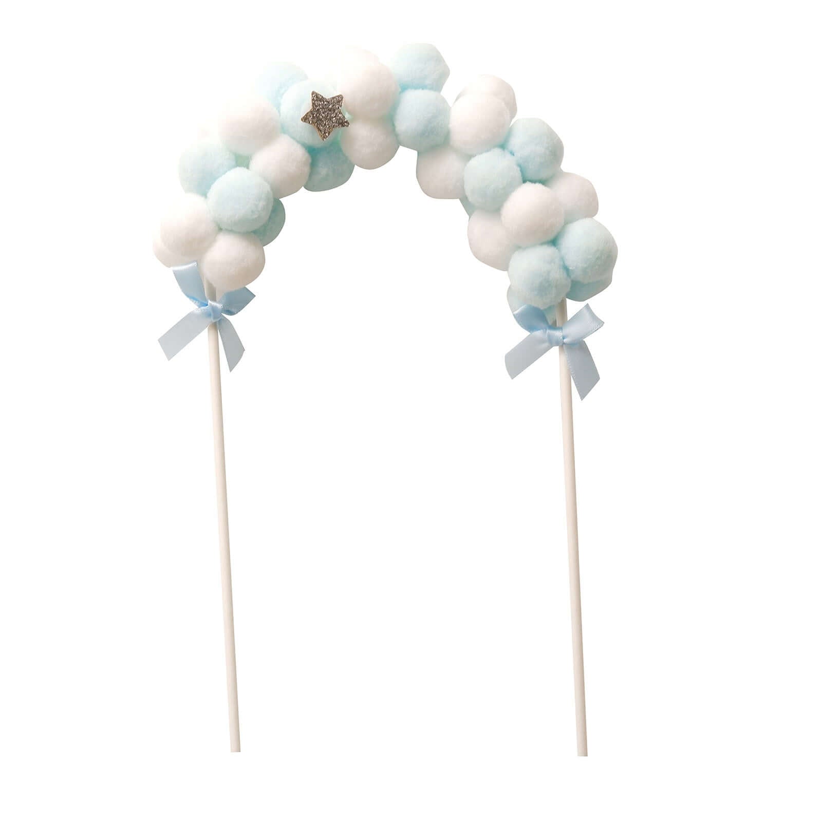 Cotton Ball Arch Cake Topper Blue/White - Charming Mini Cake Decoration Supplies for Nautical Sky & Baby-Themed Events 6"x11"