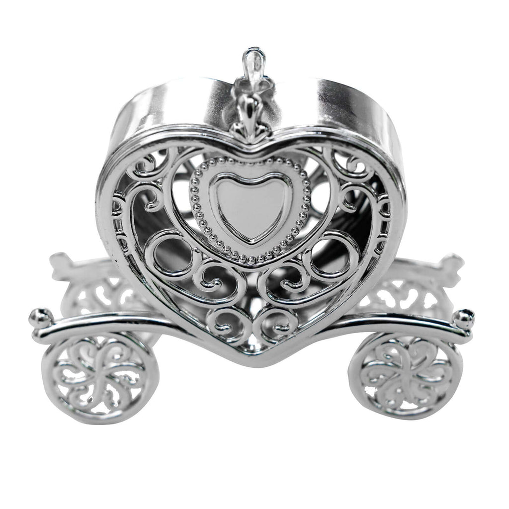12-Pack Heart Carriage Candy Container Gift Boxes Silver Princess - Stylish Favor Boxes for Special Occasions 4"