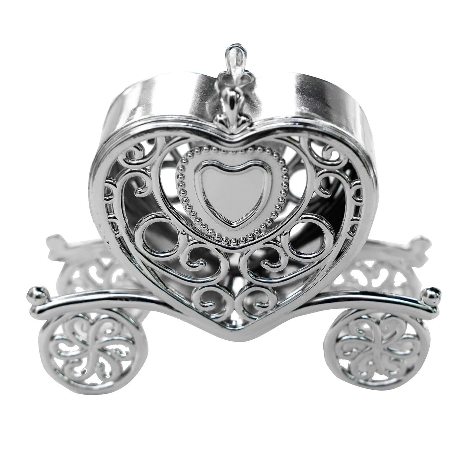 12-Pack Heart Carriage Candy Container Gift Boxes Silver Princess - Stylish Favor Boxes for Special Occasions 4"