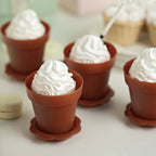 12-Pack Dessert Cups Succulent Planter Design Terracotta (Rust) - Plastic Serving Cups with Lids and Shovels 4"