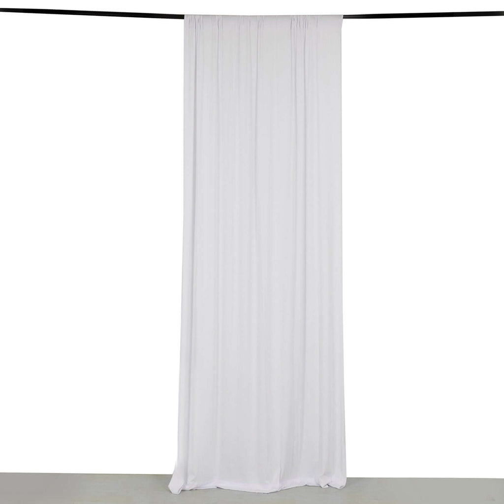 White 4 - Way Stretch Spandex Event Curtain Drapes, Wrinkle Free Backdrop Event Panel with Rod Pockets - 5ftx10ft - Bell Racket Store