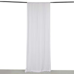 White 4 - Way Stretch Spandex Event Curtain Drapes, Wrinkle Free Backdrop Event Panel with Rod Pockets - 5ftx10ft - Bell Racket Store