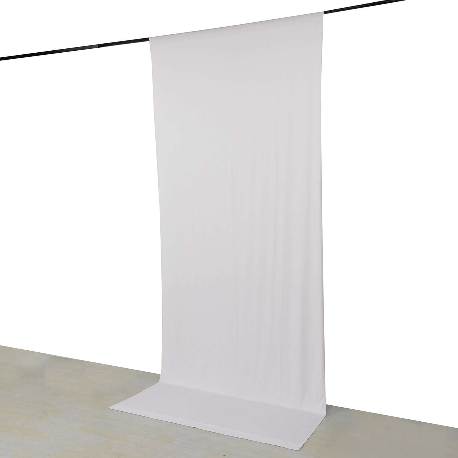 White 4 - Way Stretch Spandex Event Curtain Drapes, Wrinkle Free Backdrop Event Panel with Rod Pockets - 5ftx12ft - Bell Racket Store