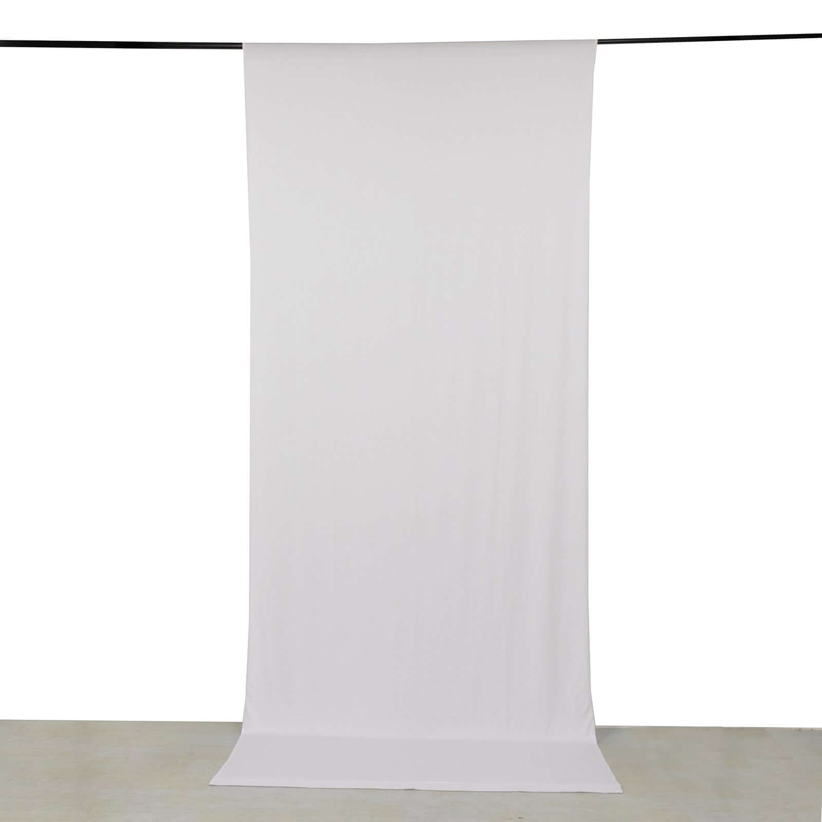 White 4 - Way Stretch Spandex Event Curtain Drapes, Wrinkle Free Backdrop Event Panel with Rod Pockets - 5ftx12ft - Bell Racket Store