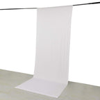 White 4 - Way Stretch Spandex Event Curtain Drapes, Wrinkle Free Backdrop Event Panel with Rod Pockets - 5ftx14ft - Bell Racket Store