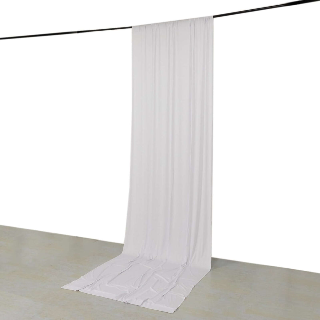 White 4 - Way Stretch Spandex Event Curtain Drapes, Wrinkle Free Backdrop Event Panel with Rod Pockets - 5ftx14ft - Bell Racket Store