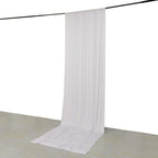 White 4 - Way Stretch Spandex Event Curtain Drapes, Wrinkle Free Backdrop Event Panel with Rod Pockets - 5ftx14ft - Bell Racket Store