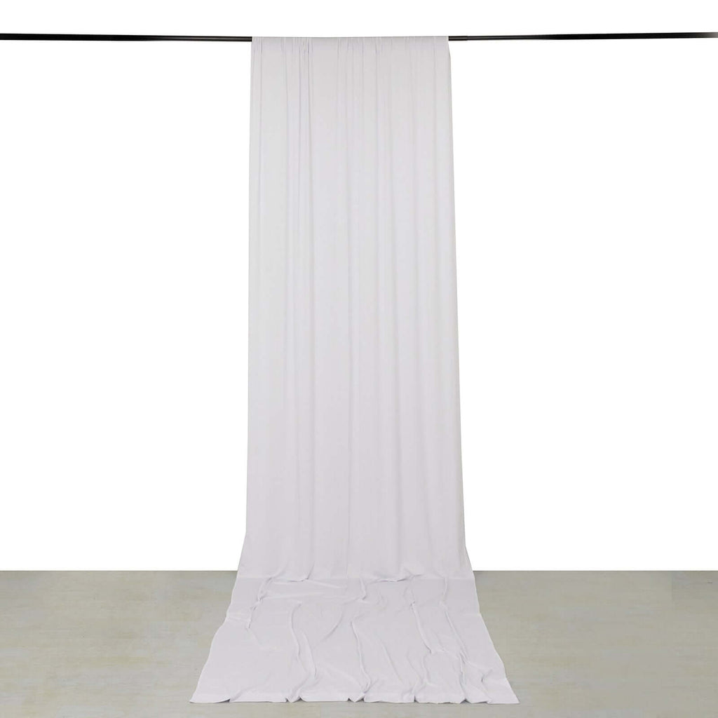 White 4 - Way Stretch Spandex Event Curtain Drapes, Wrinkle Free Backdrop Event Panel with Rod Pockets - 5ftx16ft - Bell Racket Store