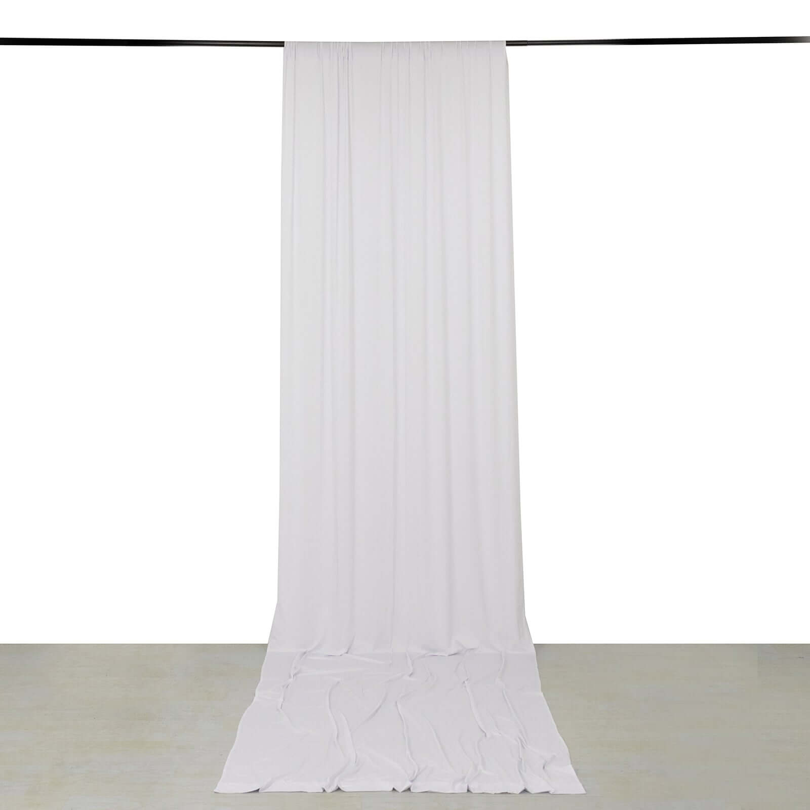 White 4 - Way Stretch Spandex Event Curtain Drapes, Wrinkle Free Backdrop Event Panel with Rod Pockets - 5ftx16ft - Bell Racket Store