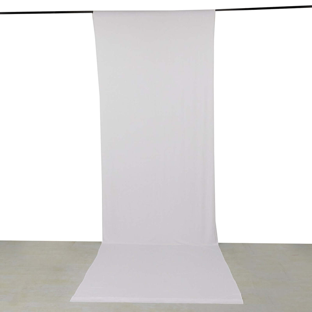 White 4 - Way Stretch Spandex Event Curtain Drapes, Wrinkle Free Backdrop Event Panel with Rod Pockets - 5ftx16ft - Bell Racket Store