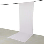 White 4 - Way Stretch Spandex Event Curtain Drapes, Wrinkle Free Backdrop Event Panel with Rod Pockets - 5ftx16ft - Bell Racket Store