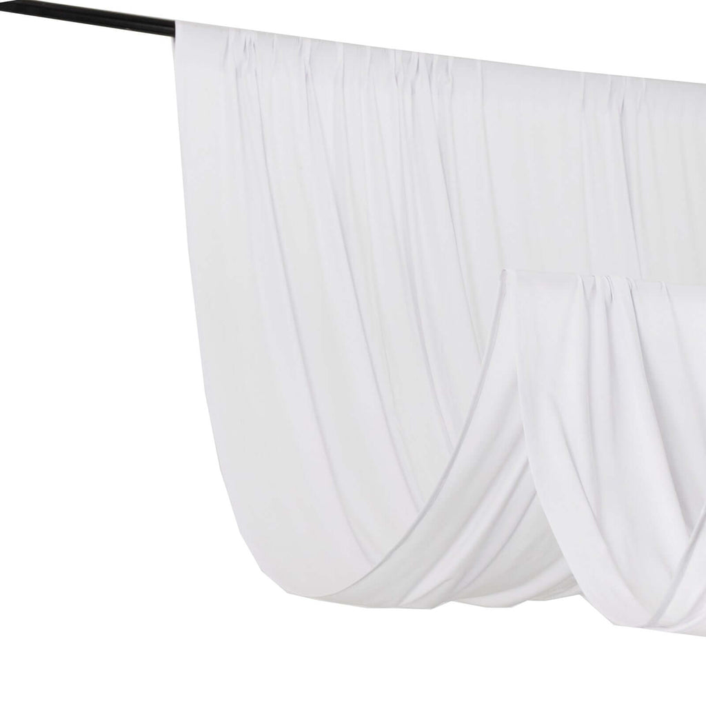 White 4 - Way Stretch Spandex Event Curtain Drapes, Wrinkle Free Backdrop Event Panel with Rod Pockets - 5ftx16ft - Bell Racket Store