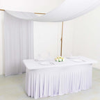 White 4 - Way Stretch Spandex Event Curtain Drapes, Wrinkle Free Backdrop Event Panel with Rod Pockets - 5ftx18ft - Bell Racket Store