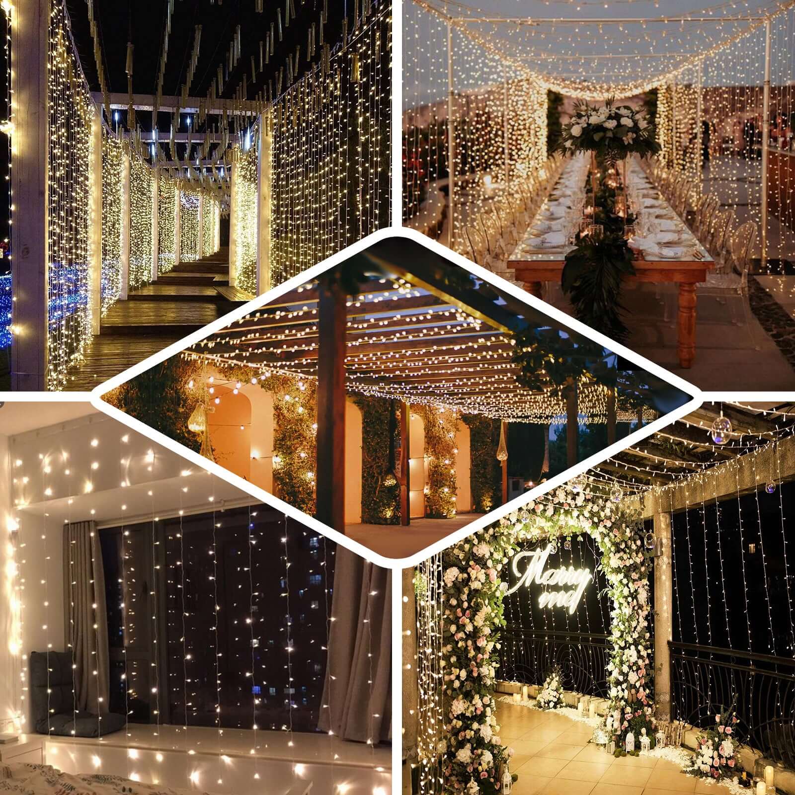 White 600 LED Twinkle Fairy Lights with 8 Modes, Plug In Connectable Curtain String Lights - 10ftx20ft - Bell Racket Store