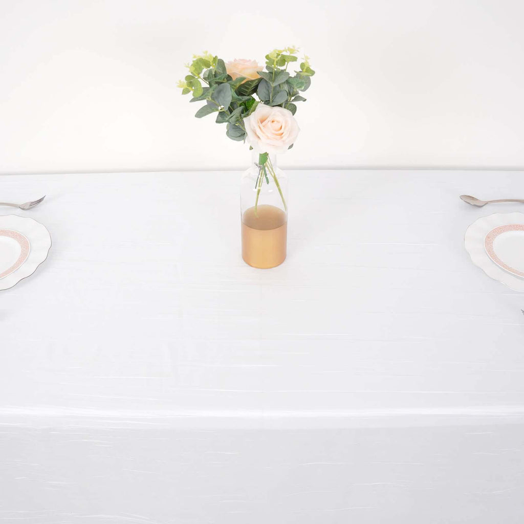 Taffeta 90"x132" Rectangle Tablecloth White - Seamless Accordion Crinkle Design for Sophisticated Gatherings
